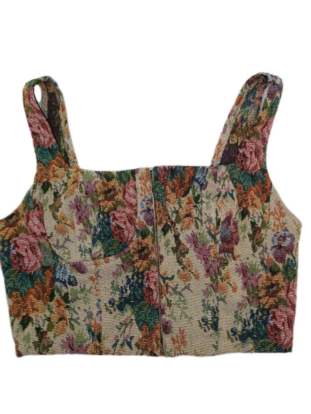 Wild Fable Crop Top Size XS Tapestry Jacquard Corset Floral Hook and Eye